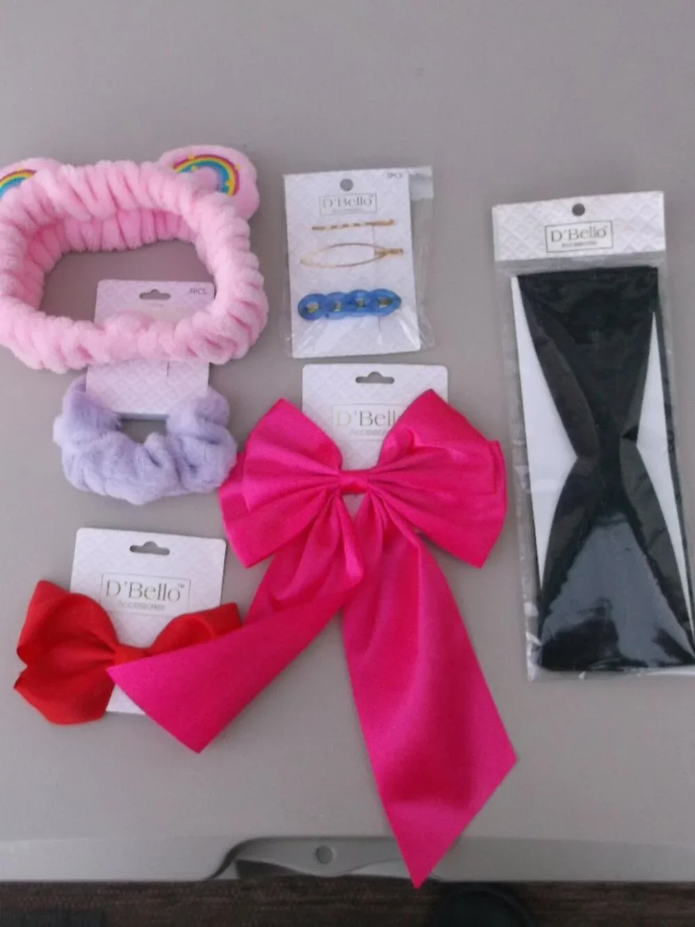 Hair Accessory Bundle – NWT Clips, Bows & Scrunchies + Like New Soft Ear Headbd.